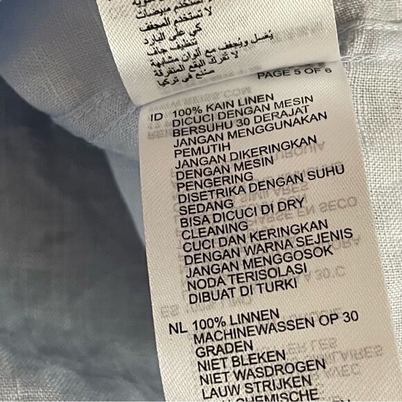 REISS Holiday Slim Fit Linen Button Through Shirt, Light Blue Size, XL NWOT - Picture 9 of 10